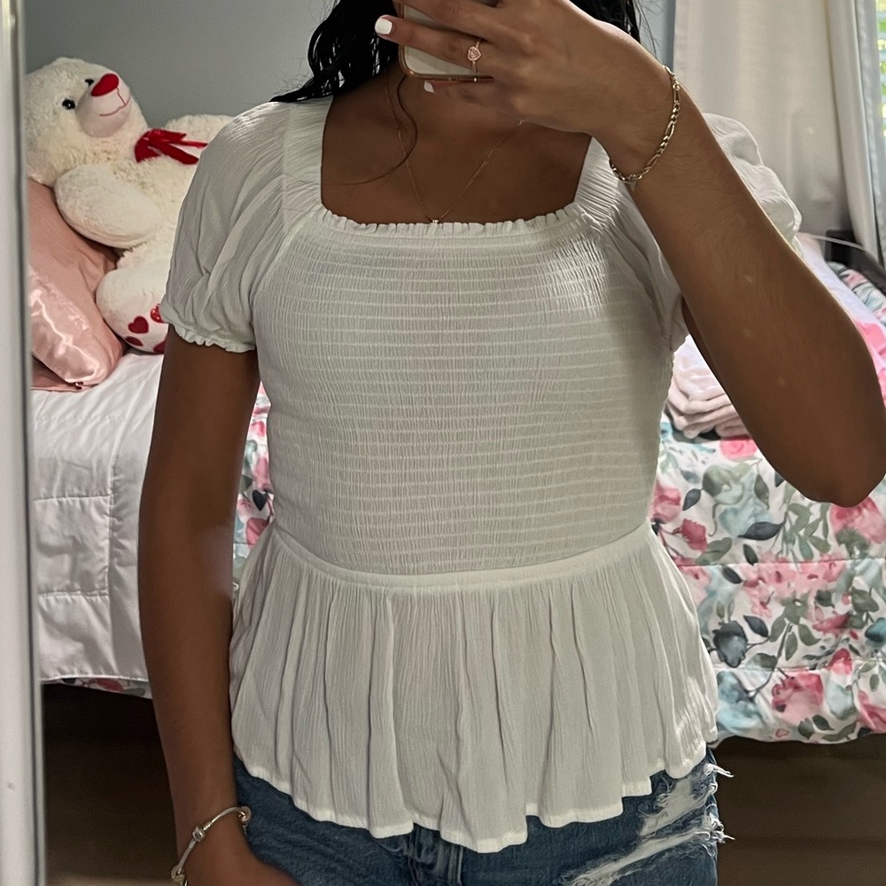 White Ruffly Top